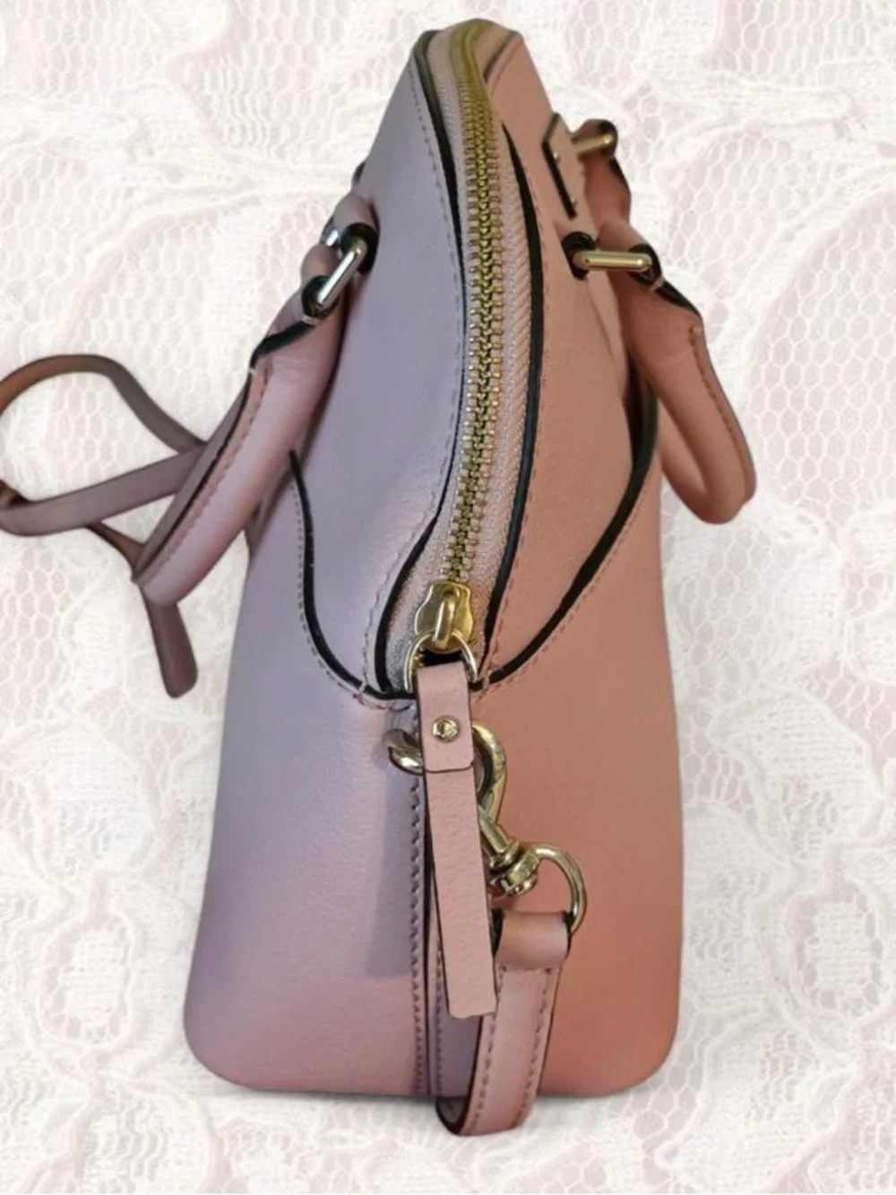 Kate Spade Grove Street Carli leather satchel in a soft dusty pink